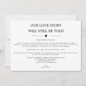私たちのラブストーリーは今でも日付の変更を語られる 招待状 (正面)