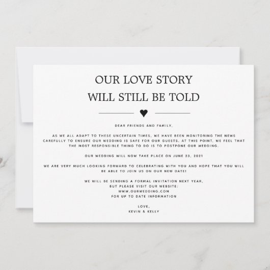 私たちのラブストーリーは今でも日付の変更を語られる 招待状 (正面)