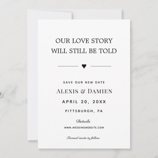 私たちのラブストーリーは今でも日付の変更を語られる 招待状 (正面)
