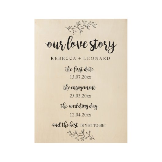 私たちのラブストーリーは田舎の木のポスターにサインする ウッドポスター (正面)