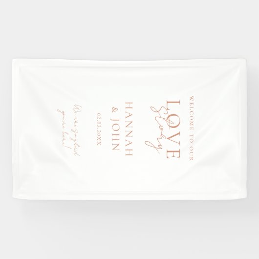 私たちのラブストーリーへようこそ!エレガントでモダンな 横断幕 (横)