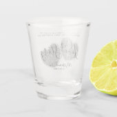 私たちのラブストーリーシルバーグリッターハート結婚式の引き出物 ショットグラス (裏面)
