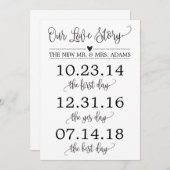 私たちのラブストーリータイムライン ウェディングサイン 装飾 招待状 (正面/裏面)