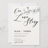 私たちのラブストーリーモダン白黒ラン結婚ズ 招待状 (正面)