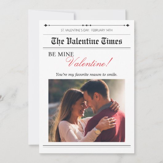 私たちのラブストーリー新聞キューピッドポスト赤いハート 招待状 (正面)