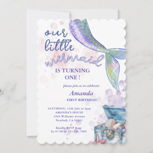私たちのリットマーメイドガールズ1st誕生日パーティー 招待状 (正面)