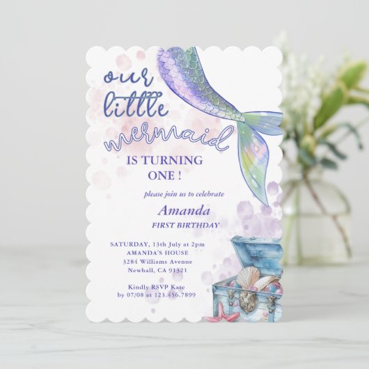 私たちのリットマーメイドガールズ1st誕生日パーティー 招待状 (スタンド正面)