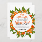 私たちのリトルかわいこちゃんオレンジフルーツ誕生日招待状 招待状 (正面/裏面)