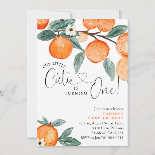 私たちのリトルかわいこちゃんファースト誕生日 招待状 (正面)