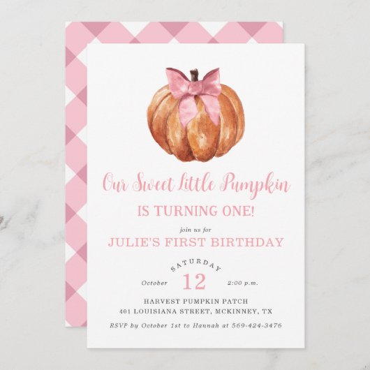 私たちのリトルカボキンガールファースト誕生日招待状 招待状 (正面/裏面)