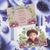 私たちのリトルカボキンパープル1st誕生日秋リース サンキューカード