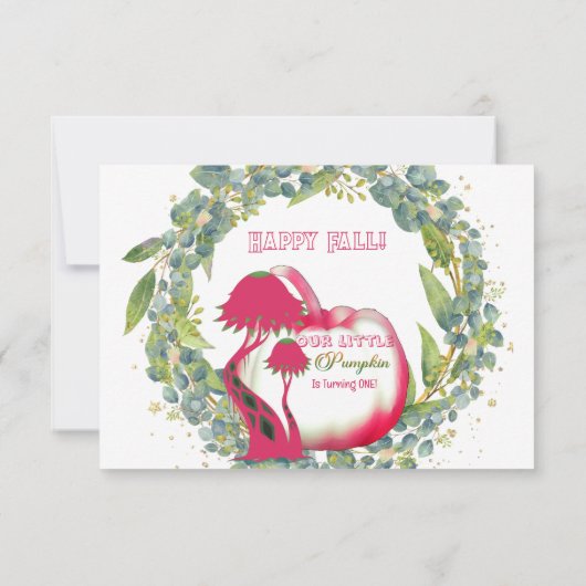 私たちのリトルカボキンピンク1stバースデーグリーンリース サンキューカード (裏面)