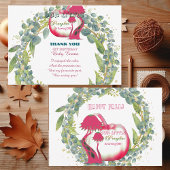 私たちのリトルカボキンピンク1stバースデーグリーンリース サンキューカード