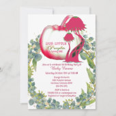 私たちのリトルカボキンピンク1stバースデーグリーンリース 招待状 (正面)