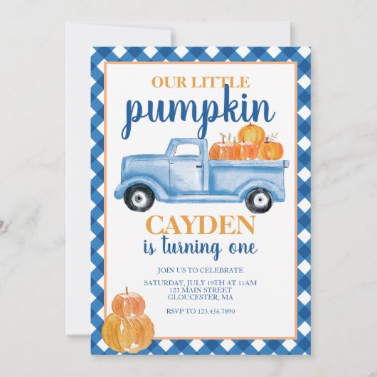 私たちのリトルカボキンブルートラック秋誕生日 招待状 (正面)