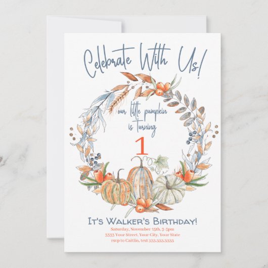 私たちのリトルカボキンブルーファースト誕生日招待状 招待状 (正面)