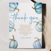 私たちのリトルカボキンブルーホワイト秋誕生日パーティー サンキューカード