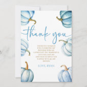 私たちのリトルカボキンブルーホワイト秋誕生日パーティー サンキューカード (正面)