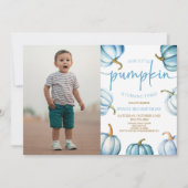 私たちのリトルカボキンブルーホワイト秋誕生日パーティー 招待状 (正面)