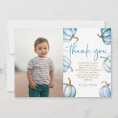 私たちのリトルカボキンブルー写真誕生日パーティー サンキューカード (正面)