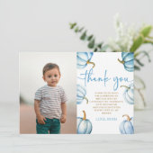 私たちのリトルカボキンブルー写真誕生日パーティー サンキューカード (スタンド正面)