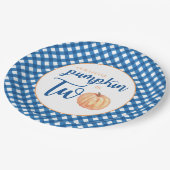 私たちのリトルカボチャは2つの青い格子状の2番目の誕生日である ペーパープレート (アングル)