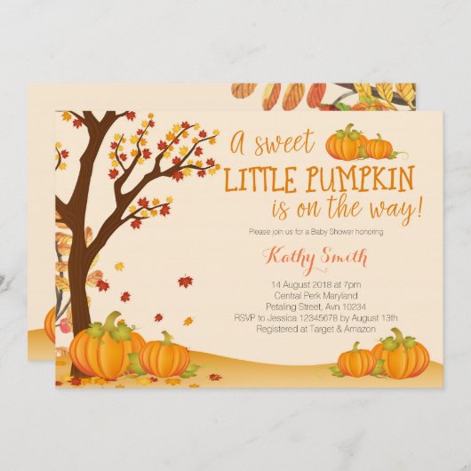 私たちのリトルカボチャベイビーシャワー招待状 招待状 (正面/裏面)