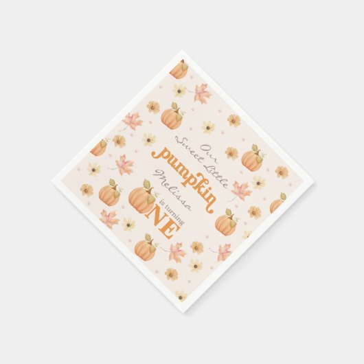 私たちのリトルカボチャ秋オレンジガールファースト誕生日 スタンダードカクテルナプキン (角)