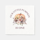 私たちのリトルカボチャ秋フローラの最初の誕生日 スタンダードカクテルナプキン (正面)