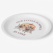 私たちのリトルカボチャ秋フローラの最初の誕生日 ペーパープレート (アングル)