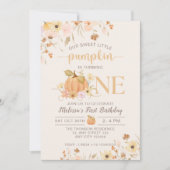 私たちのリトルカボチャ秋フローラカボチャ誕生日 招待状 (正面)