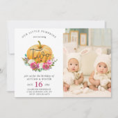 私たちのリトルカボチャ秋フローラ2ndツインズ誕生日 招待状 (正面)