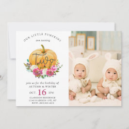 私たちのリトルカボチャ秋フローラ2ndツインズ誕生日 招待状