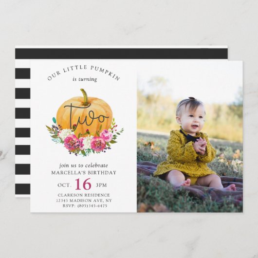 私たちのリトルカボチャ秋フローラ2nd誕生日 招待状 (正面/裏面)
