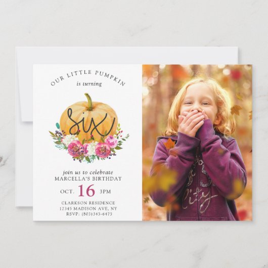 私たちのリトルカボチャ秋フローラ6th誕生日 招待状 (正面)