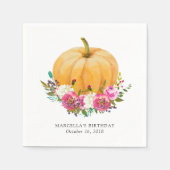 私たちのリトルカボチャ秋フローラ スタンダードカクテルナプキン (正面)