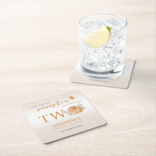 私たちのリトルカボチャ秋秋2nd誕生日 スクエアペーパーコースター (インサイチュ)