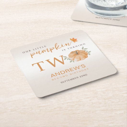 私たちのリトルカボチャ秋秋2nd誕生日 スクエアペーパーコースター (アングル)