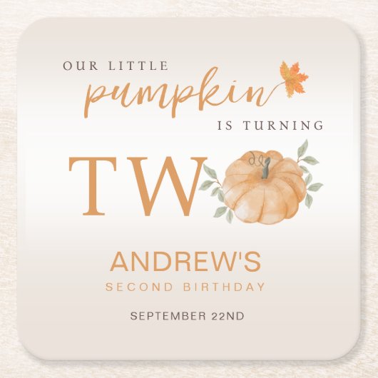 私たちのリトルカボチャ秋秋2nd誕生日 スクエアペーパーコースター (正面)