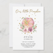 私たちのリトルカボチャ誕生日ピンク招待状 招待状 (正面)