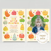 私たちのリトルカボチャ誕生日招待状、写真誕生日 招待状