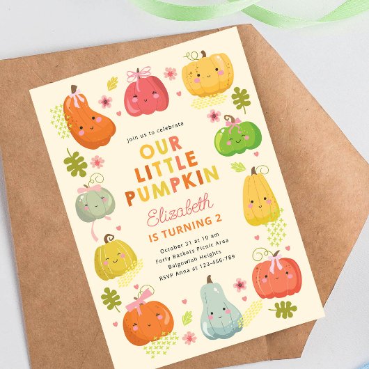 私たちのリトルカボチャ誕生日招待状、写真誕生日 招待状