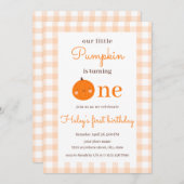 私たちのリトルカボチャ1stオレンジ秋ファースト誕生日 招待状 (正面/裏面)