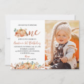 私たちのリトルカボチャ1stバースデーフォト招待状 サンキューカード (正面)