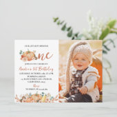 私たちのリトルカボチャ1stバースデーフォト招待状 サンキューカード (スタンド正面)