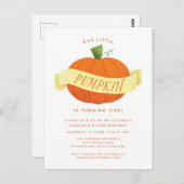 私たちのリトルカボチャ1st誕生日パーティの招待状 ポストカード (正面/裏面)