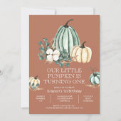 私たちのリトルカボチャ1st誕生日パーティの招待状 招待状 (正面)