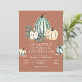 私たちのリトルカボチャ1st誕生日パーティの招待状 招待状 (スタンド正面)