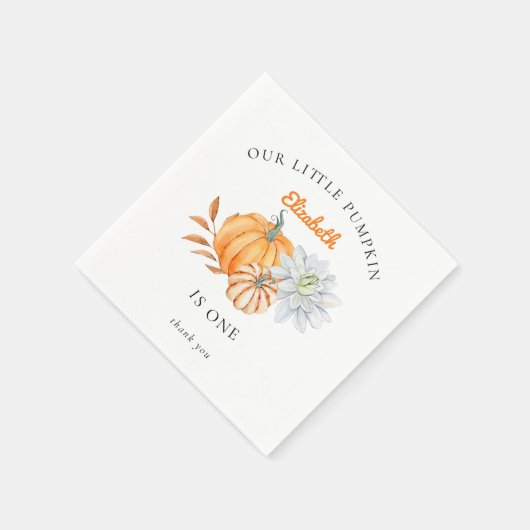 私たちのリトルカボチャ1st誕生日フローラ水色 スタンダードカクテルナプキン (角)