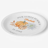 私たちのリトルカボチャ1st誕生日フローラ水色 ペーパープレート (アングル)